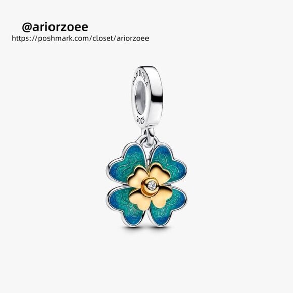 Pandora Spinnable Four Leaf Diamond Dangle Charm - Picture 1 of 6